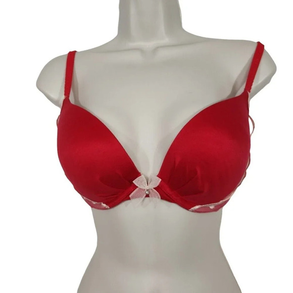 Fabulous by Victorias Secret Plunge Bra Women Size 32DD Red Padded Underwire - Picture 1 of 6